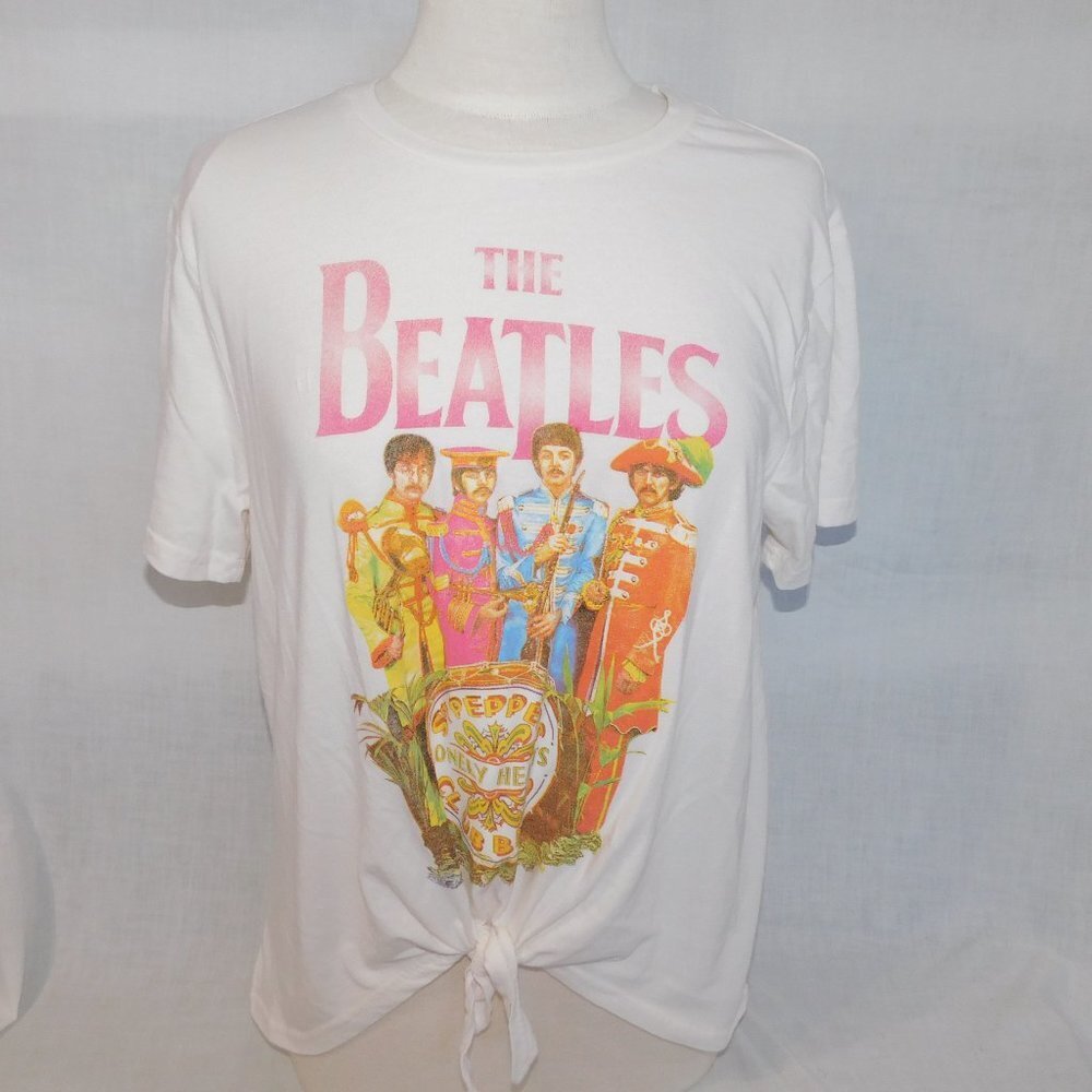 The Beatles Sgt Peppers Lonely Hearts Club Band Tie Front T Shirt Womens M